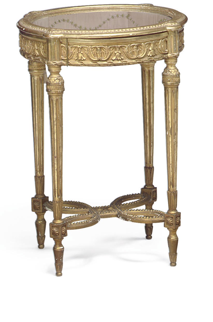 A CONTINENTAL GILTWOOD VITRINE-TABLE