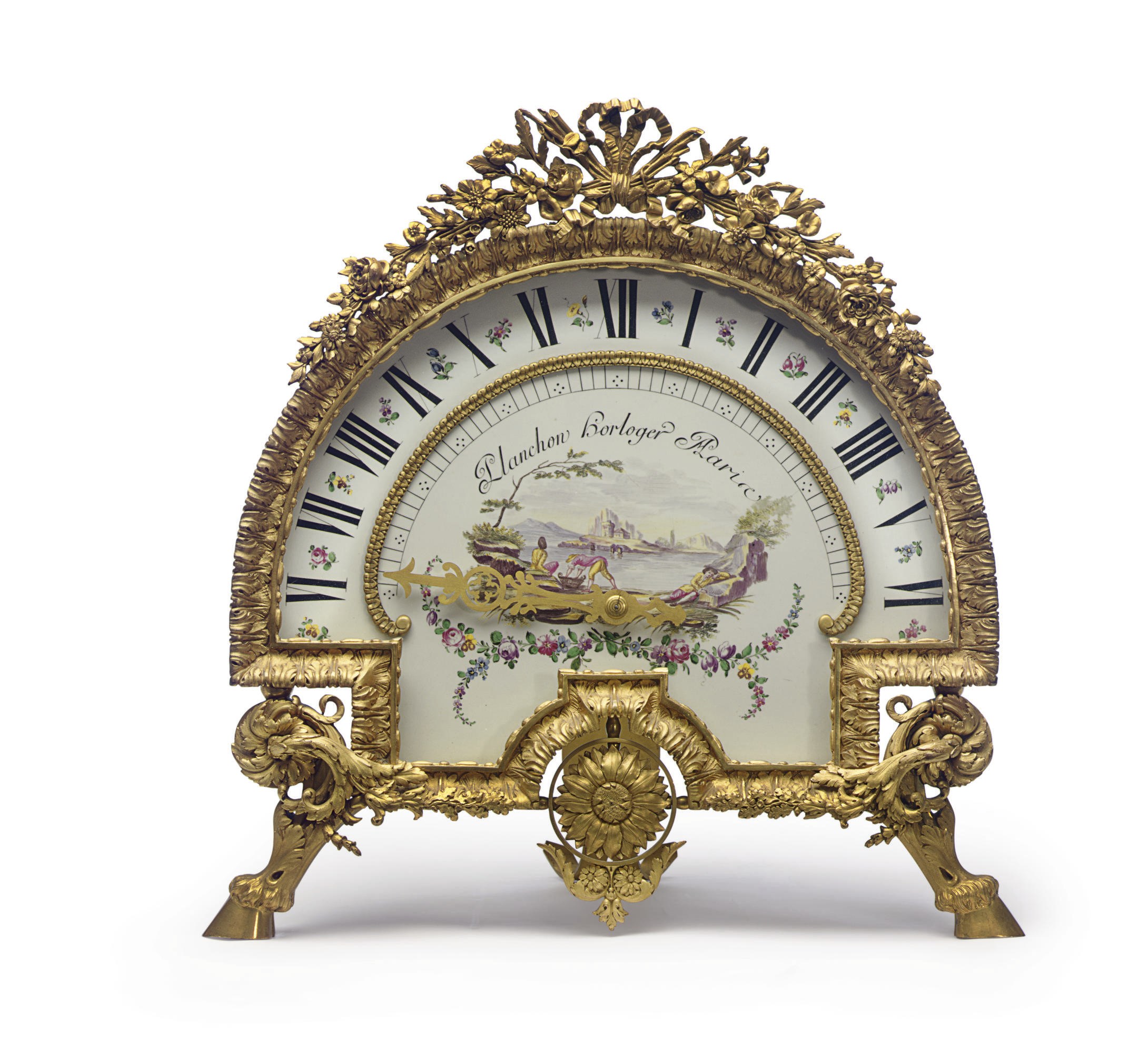 A FRENCH ORMOLU AND PORCELAIN MANTEL CLOCK