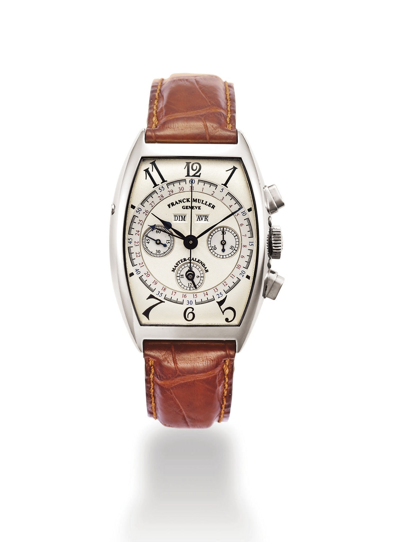 FRANCK MULLER, "MASTER CALENDAR MAGNUM CHRONOGRAPH"

WHITE GOLD MANUAL-WINDING TRIPLE CALENDAR CHRONOGRAPH WRISTWATCH WITH 24-HOUR INDICATION