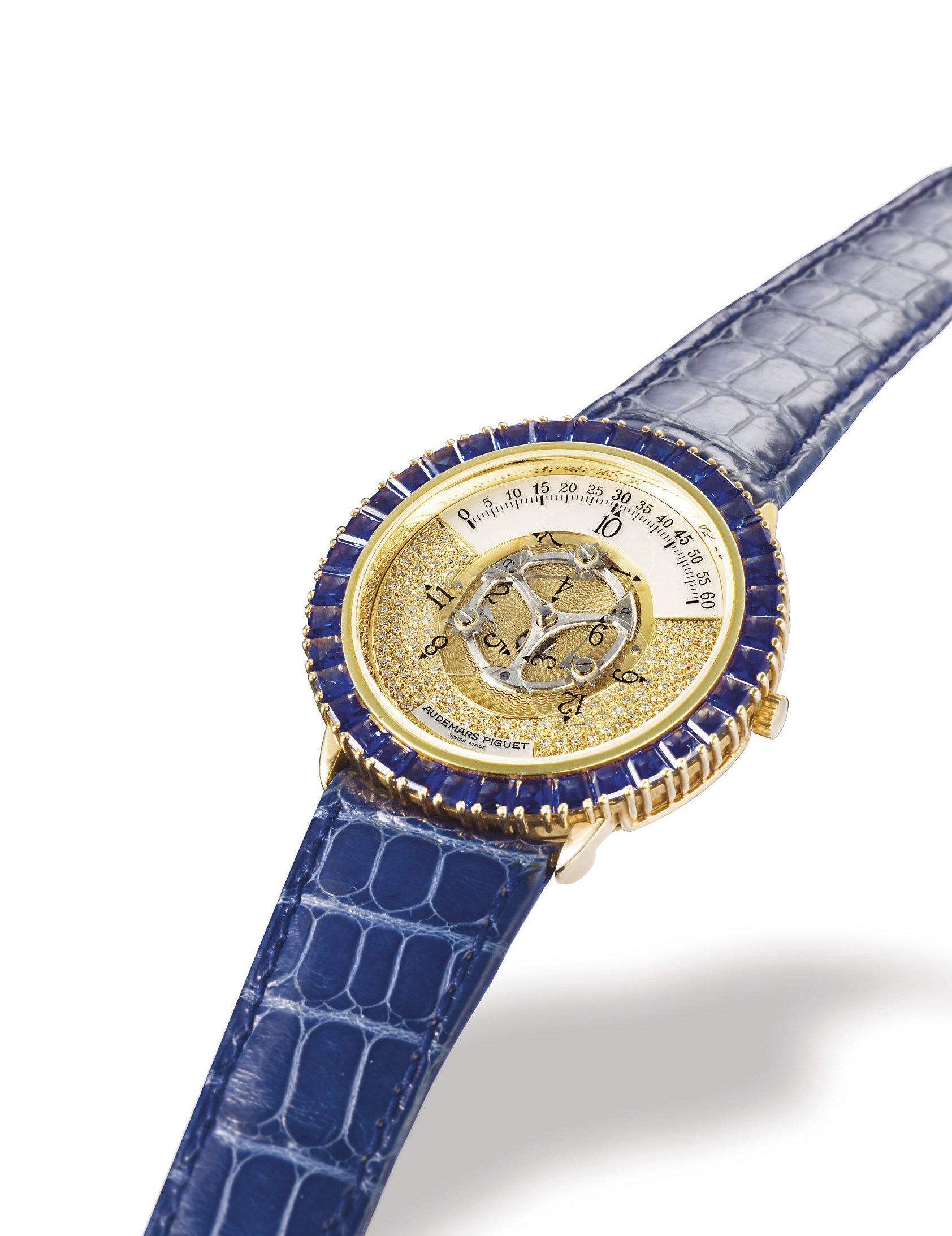 AUDEMARS PIGUET, "STAR WHEEL AUTOMATIC" PIECE UNIQUE

GOLD AND SAPPHIRE-SET AUTOMATIC EPICYCLOIDAL WRISTWATCH