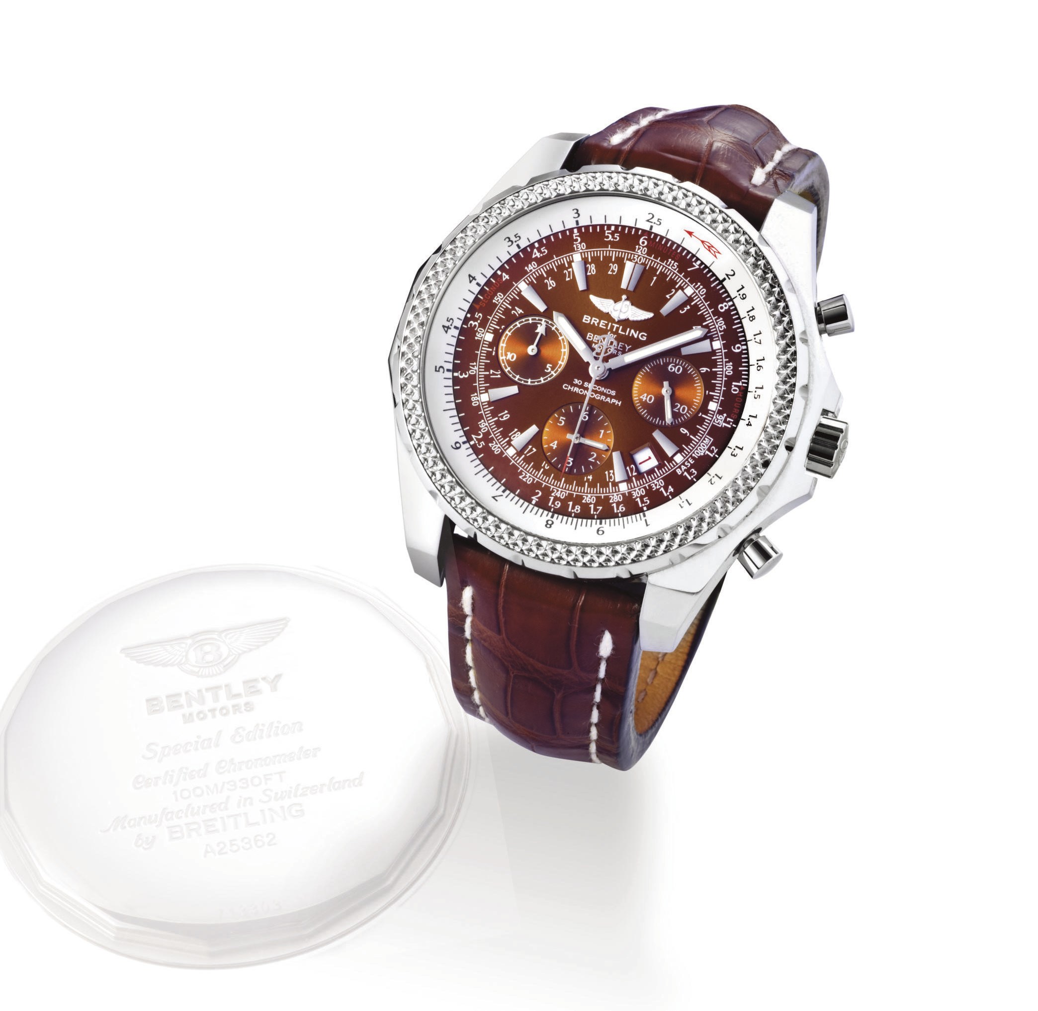 BREITLING, "BENTLEY MOTORS SPECIAL EDITION"

OVERSIZED STAINLESS STEEL AUTOMATIC CHRONOMETER 30-SECOND-TYPE CHRONOGRAPH WRISTWATCH, SPECIAL EDITION MADE TO COMMEMORATE BENTLEY'S PARTICIPATION IN THE "24 HOURS OF LE MANS" RACES IN 2003