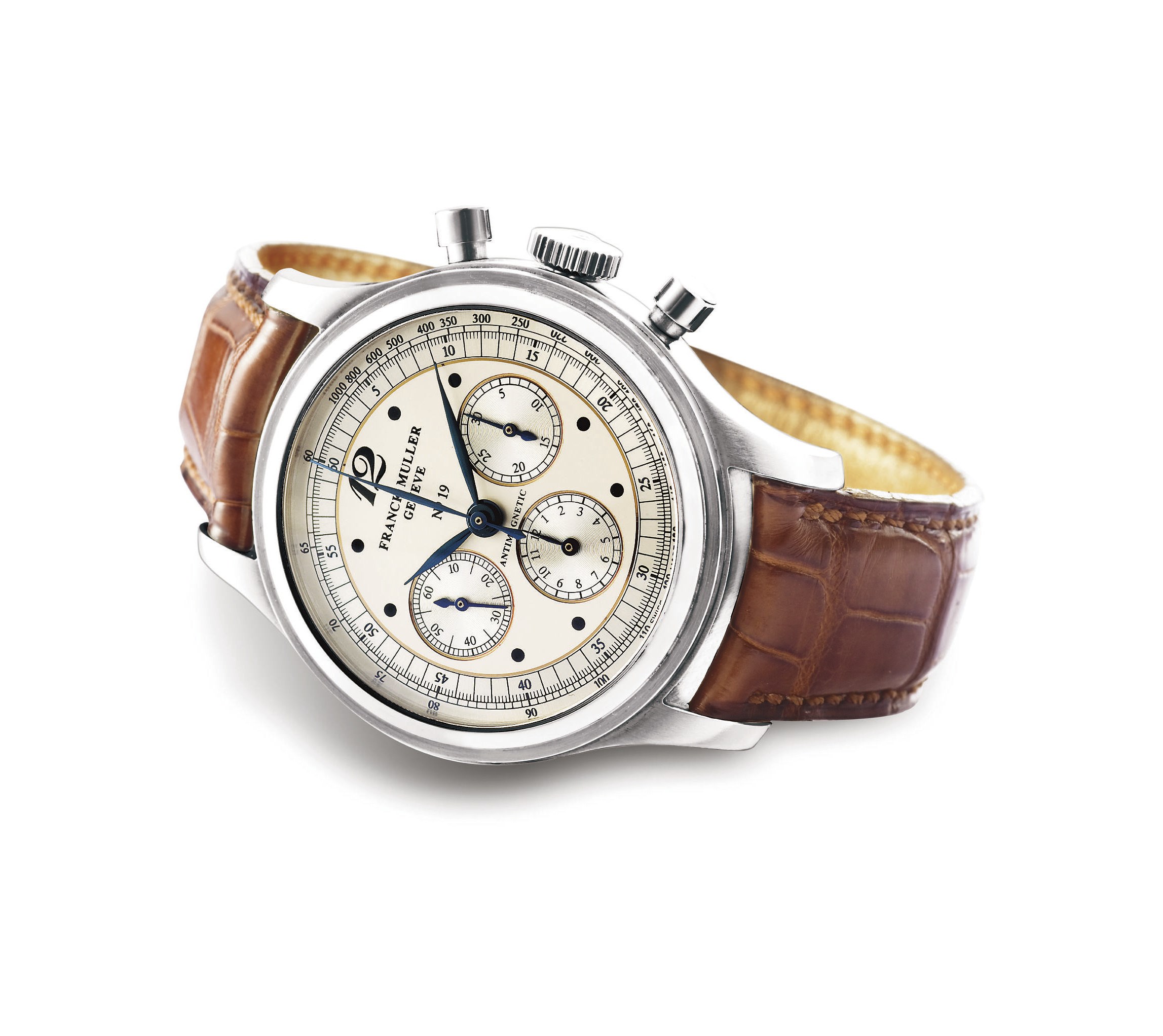 FRANCK MULLER, "SPORT CHRONOGRAPH"

LIMITED EDITION STAINLESS STEEL MANUAL-WINDING ANTIMAGNETIC CHRONOGRAPH WRISTWATCH