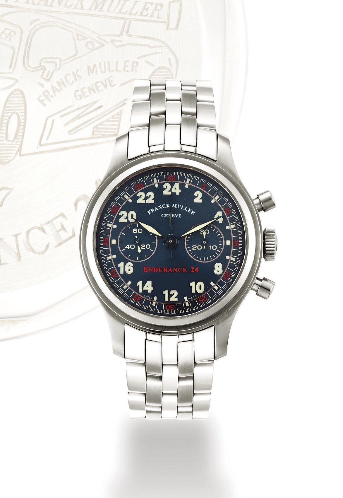 FRANCK MULLER, "ENDURANCE 24"

STAINLESS STEEL MANUAL-WINDING CHRONOGRAPH WRISTWATCH, LIMITED EDITION OF 500 EXAMPLES
