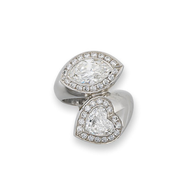 A DIAMOND TWO-STONE RING, BY HEIDEN