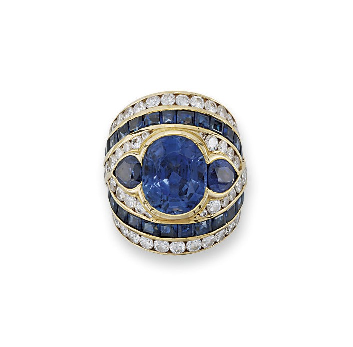 A SAPPHIRE AND DIAMOND RING, BY REPOSSI