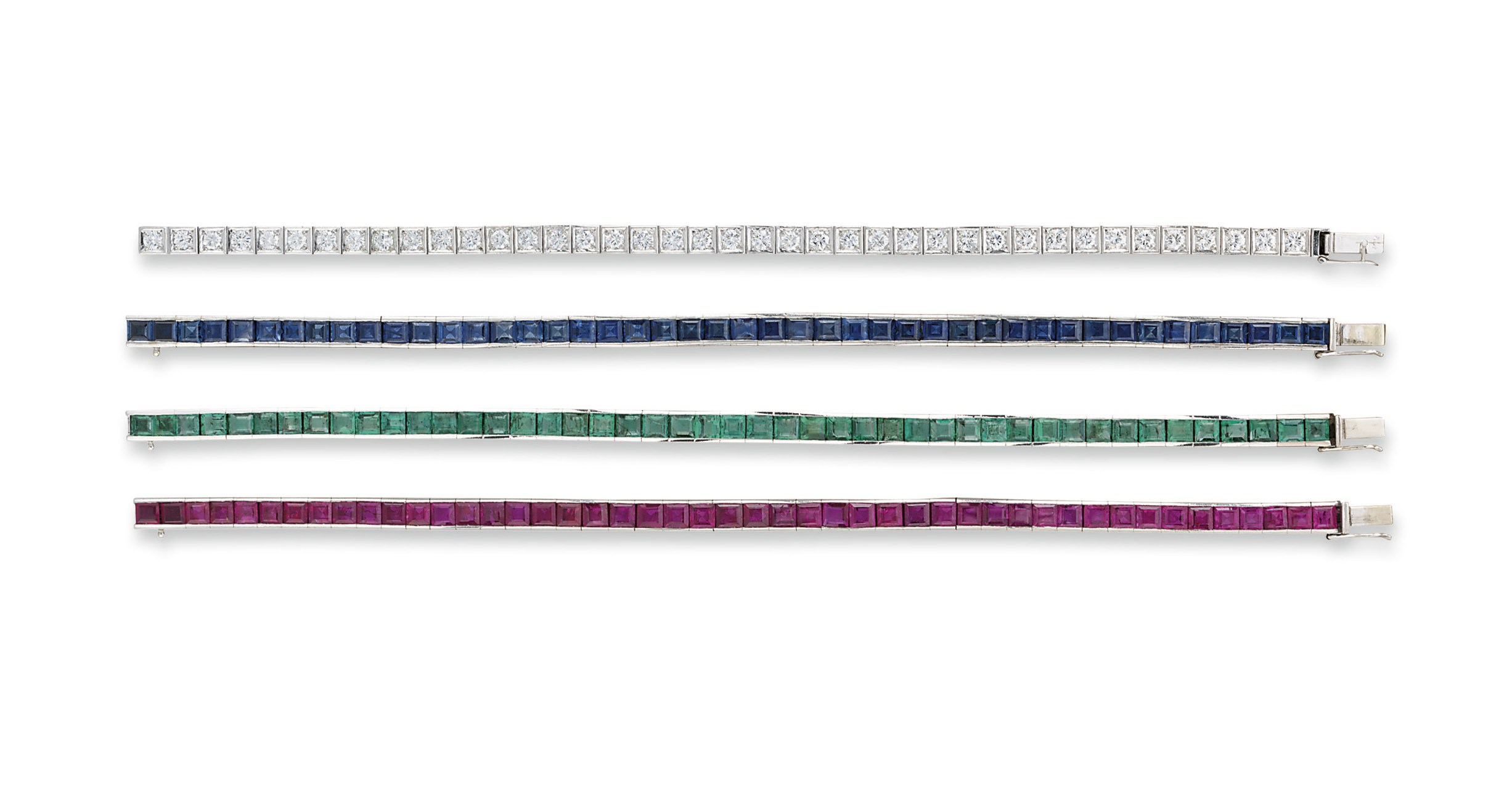 FOUR GEM-SET LINE BRACELETS