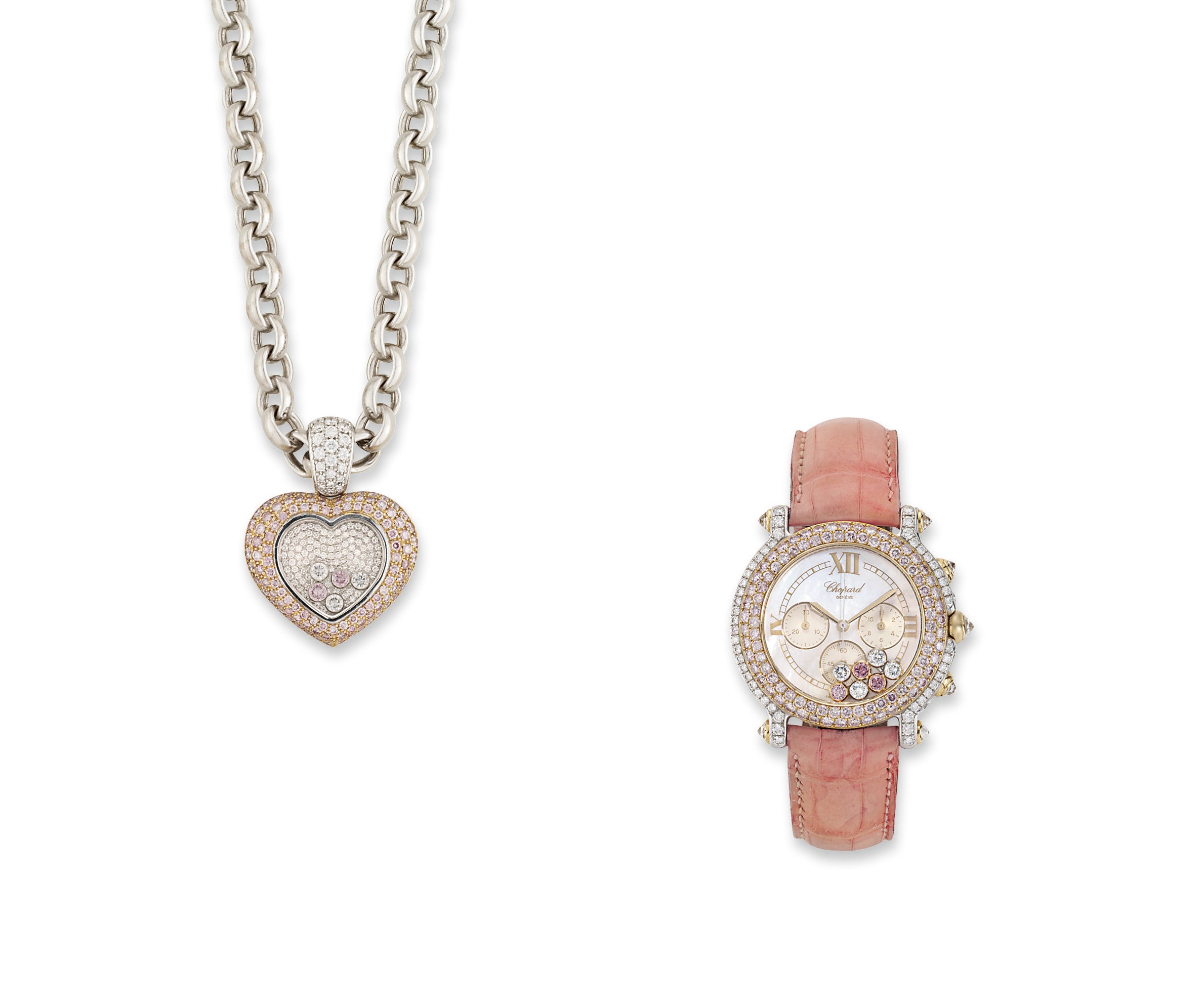 A 'HAPPY DIAMOND' PENDENT NECKLACE AND 'HAPPY SPORT' DIAMOND WRISTWATCH, BY CHOPARD