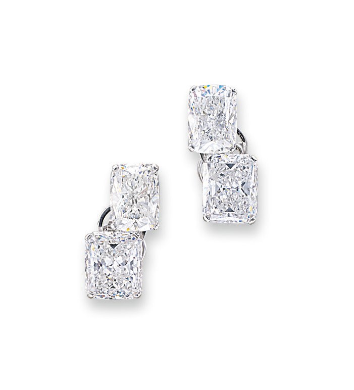 A PAIR OF DIAMOND TWO-STONE EAR CLIPS, BY ADLER
