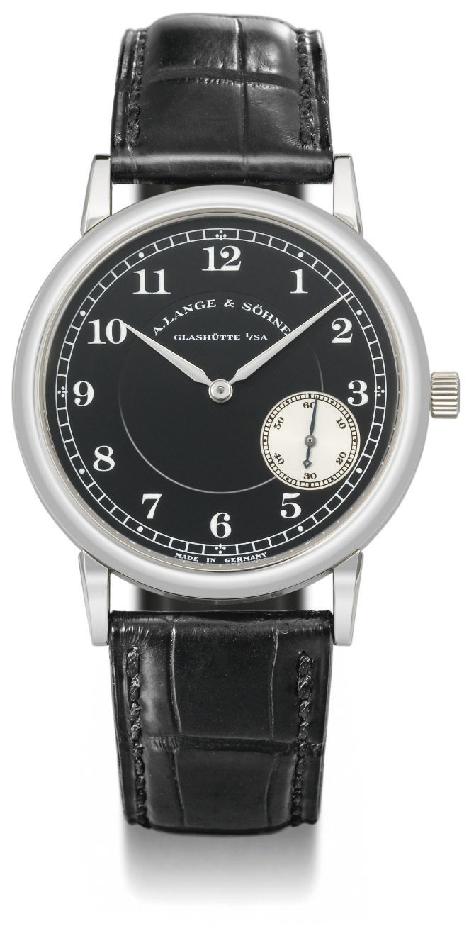 A. Lange & Söhne. A fine and rare platinum limited edition wristwatch with eccentric subsidiary seconds, made for the 125th anniversary of Wempe