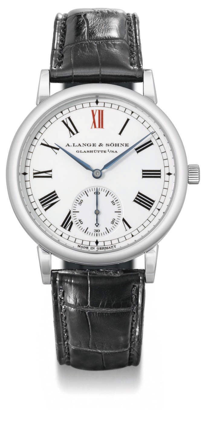 A. Lange & Söhne. A fine and rare platinum limited edition automatic wristwatch with enamel dial