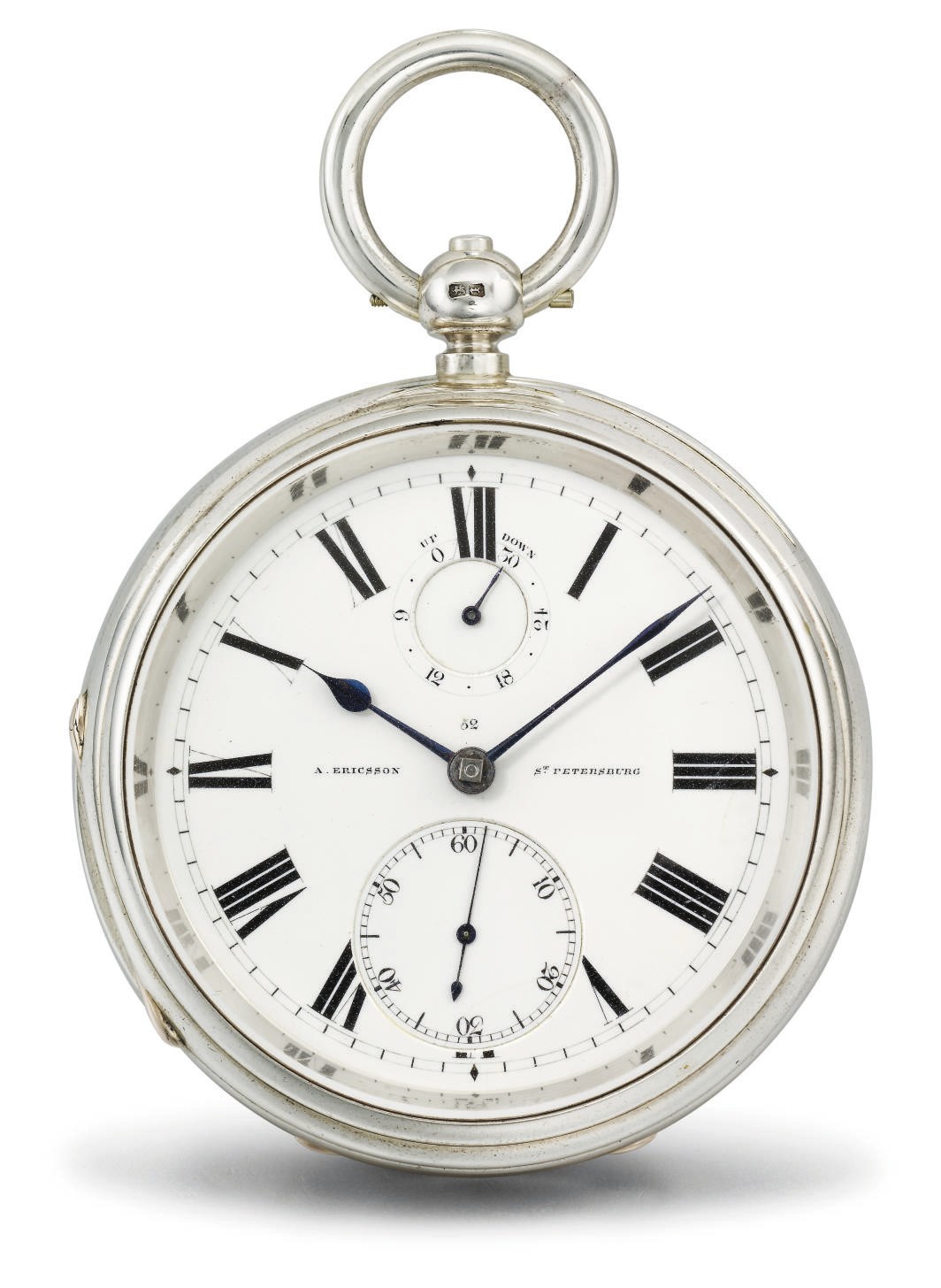 Victor Kullberg, made for A. Ericsson. A silver openface keywound pocket chronometer with power reserve