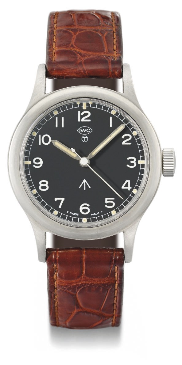 IWC. A stainless steel military wristwatch with sweep centre seconds