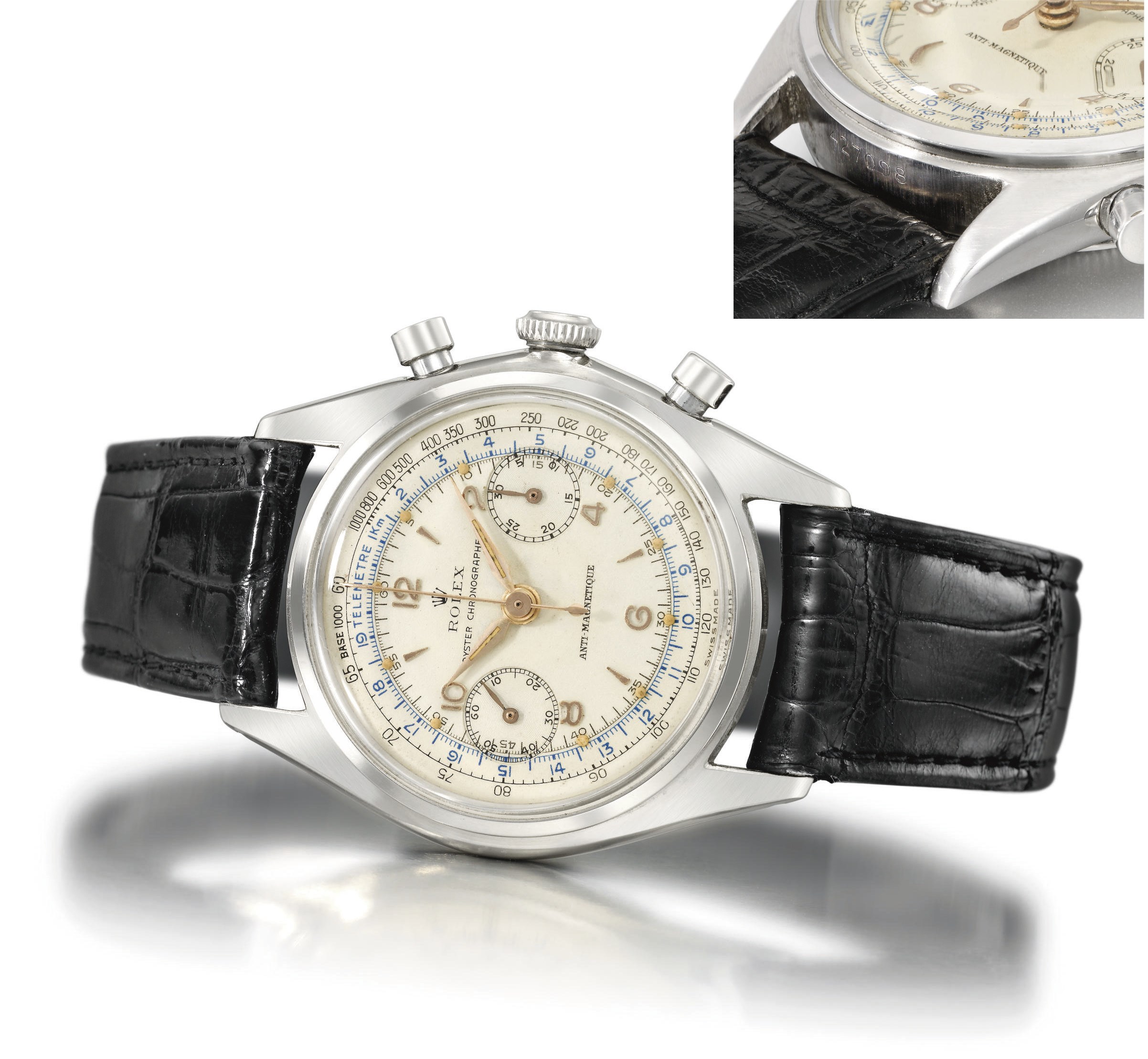 Rolex. A fine and rare stainless steel chronograph wristwatch