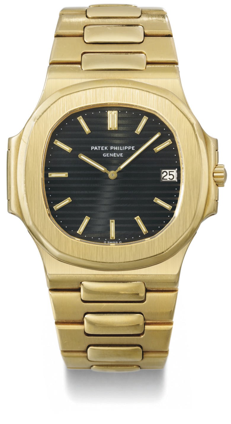 Patek Philippe. A fine and large 18K gold automatic wristwatch with date and bracelet
