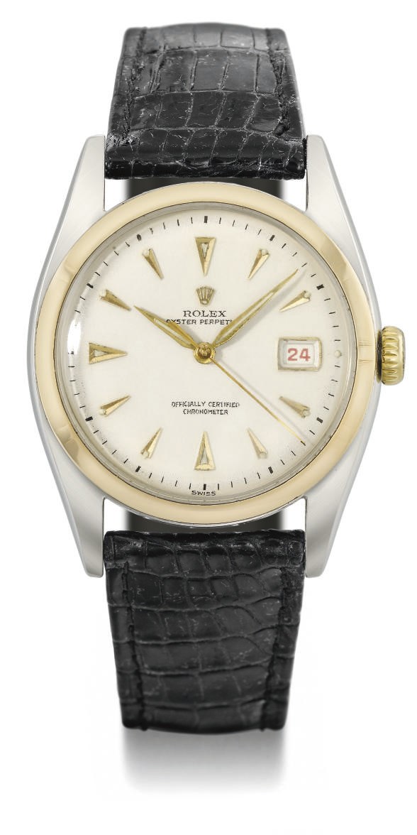 Rolex. A stainless steel and gold automatic wristwatch with sweep centre seconds and date