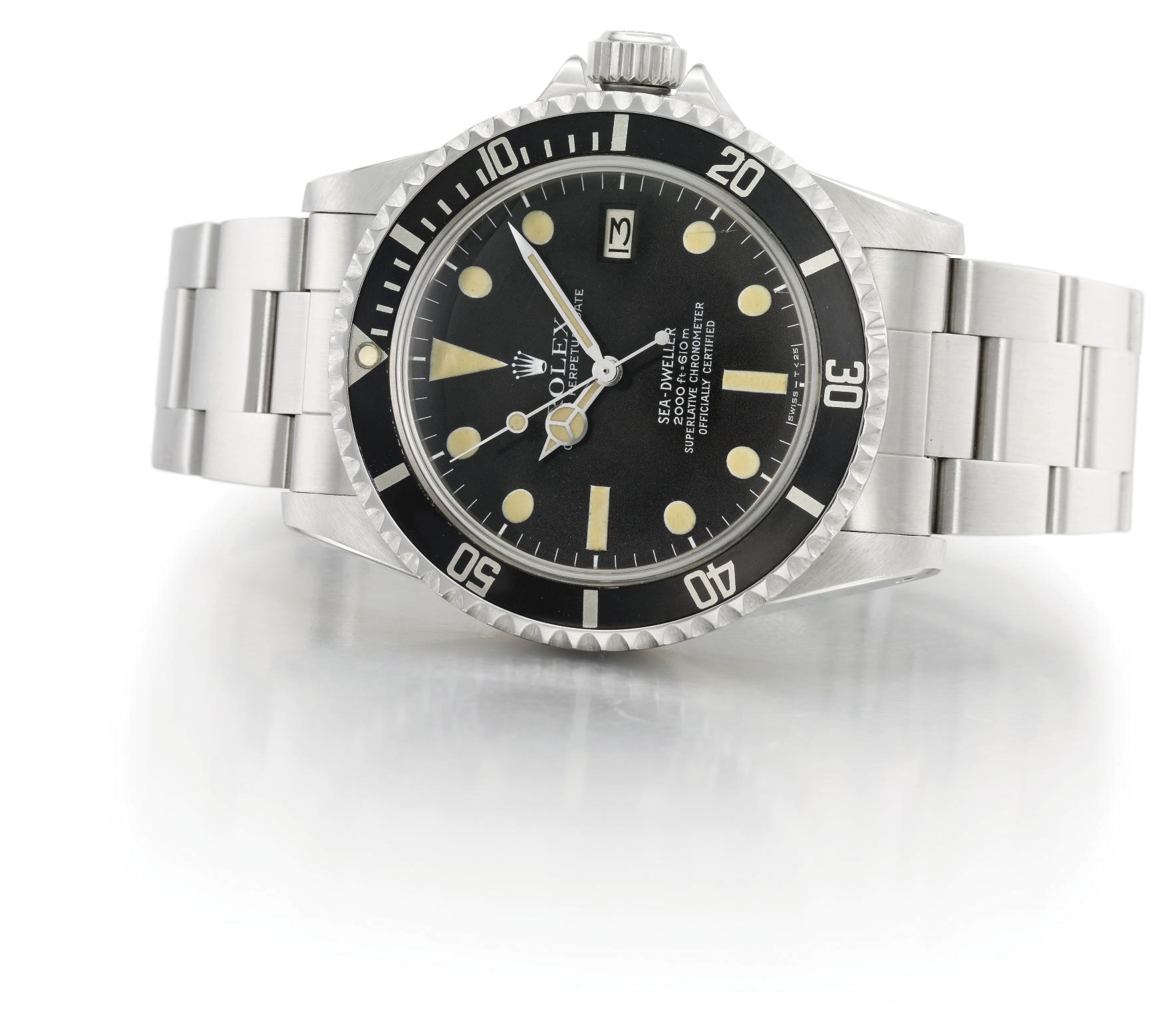 Rolex. A fine and rare stainless steel automatic wristwatch with sweep centre seconds, date and bracelet