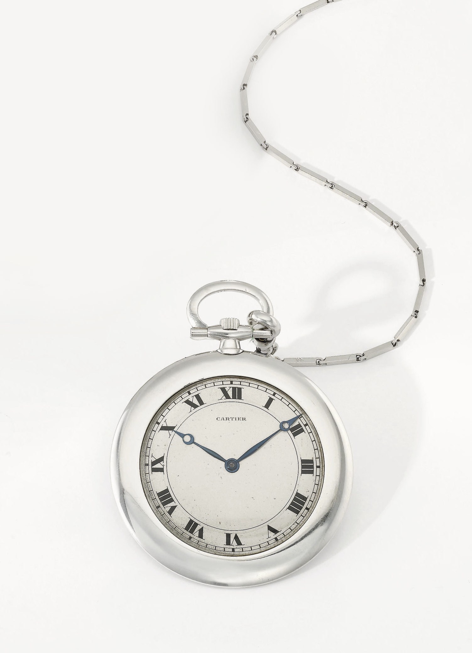 Cartier. A fine platinum openface keyless lever dress watch