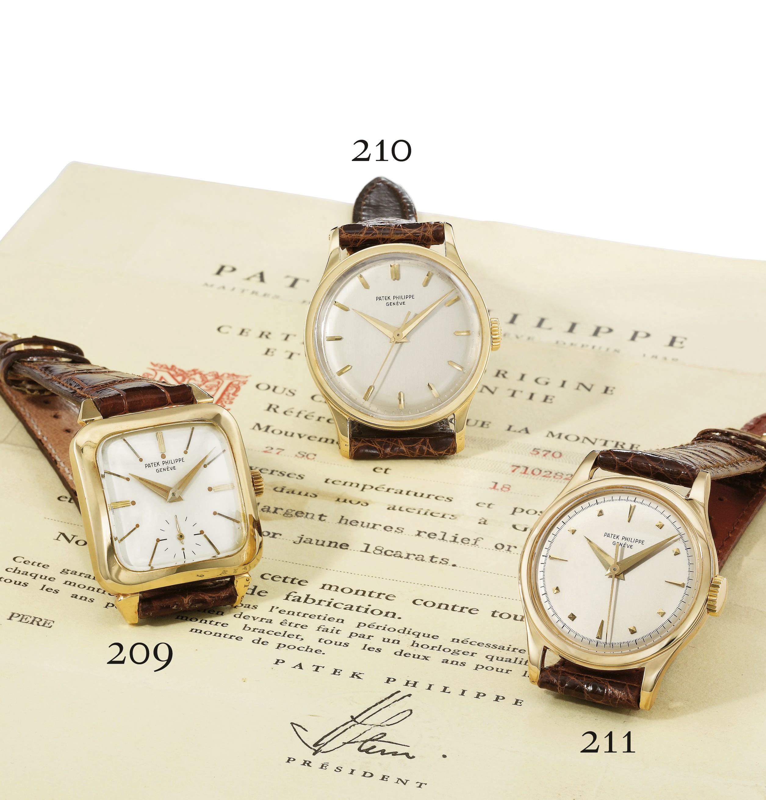 Patek Philippe. A fine and rare 18K gold square wristwatch