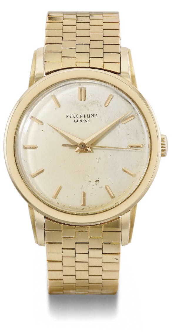 Patek Philippe. A large 18K pink gold wristwatch with sweep centre seconds and bracelet