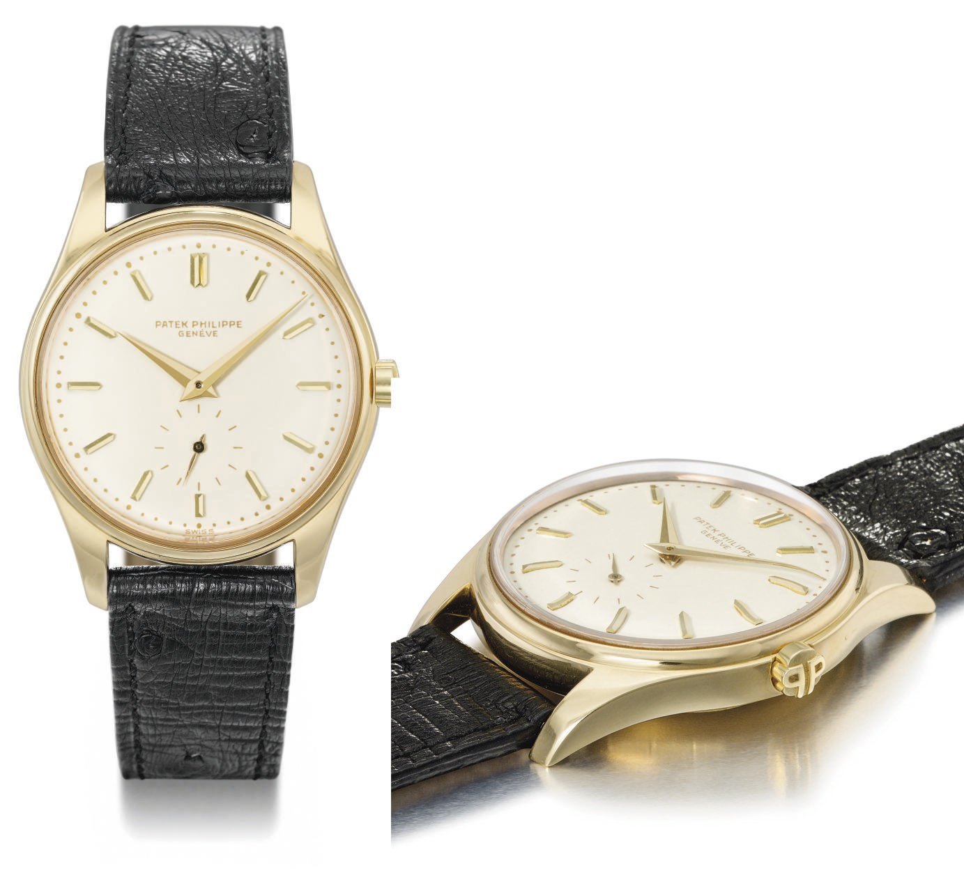 Patek Philippe. A fine and rare 18K gold automatic wristwatch with enamel dial
