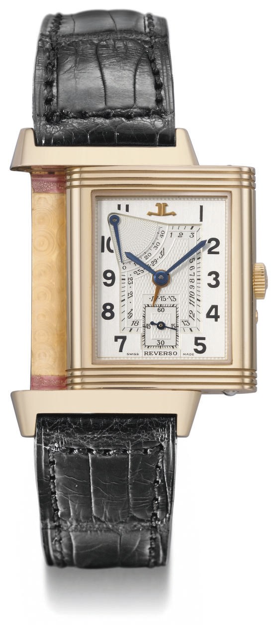 Jaeger-LeCoultre. A fine 18K pink gold limited edition Reverso wristwatch with power reserve and date