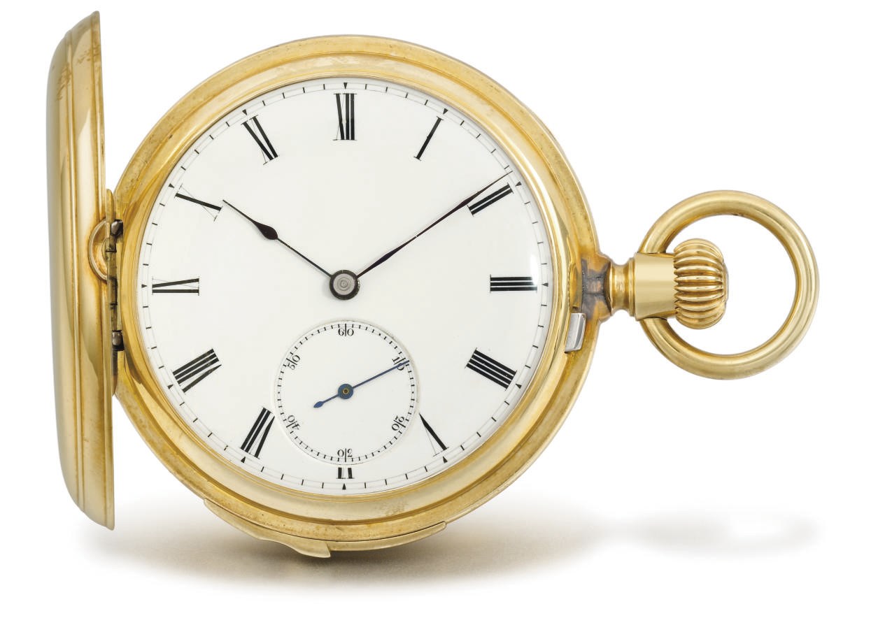 Patek Philippe. A very fine and early 18K gold hunter case minute repeating keyless lever watch, sold to the Count Lichnowsky