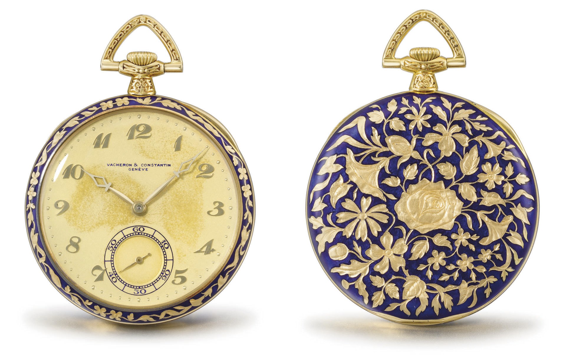 Vacheron Constantin. An unusual and probably unique 18K gold and enamel openface keyless lever dress watch