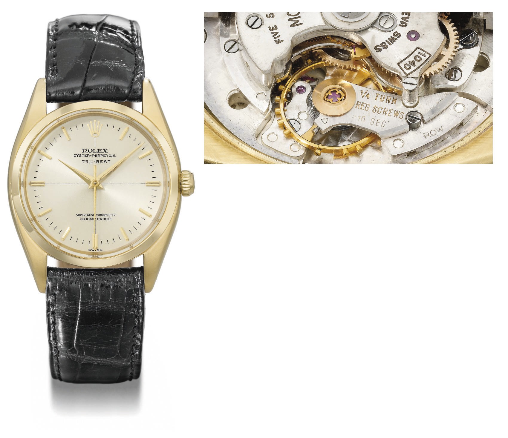 Rolex. A very fine and rare 18K gold automatic wristwatch with dead beat jump seconds