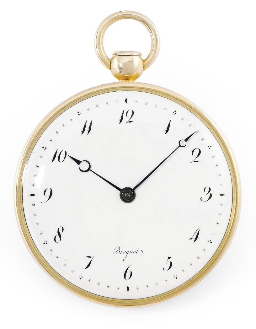 Breguet. A fine 18K pink gold openface a toc quarter repeating ruby cylinder watch