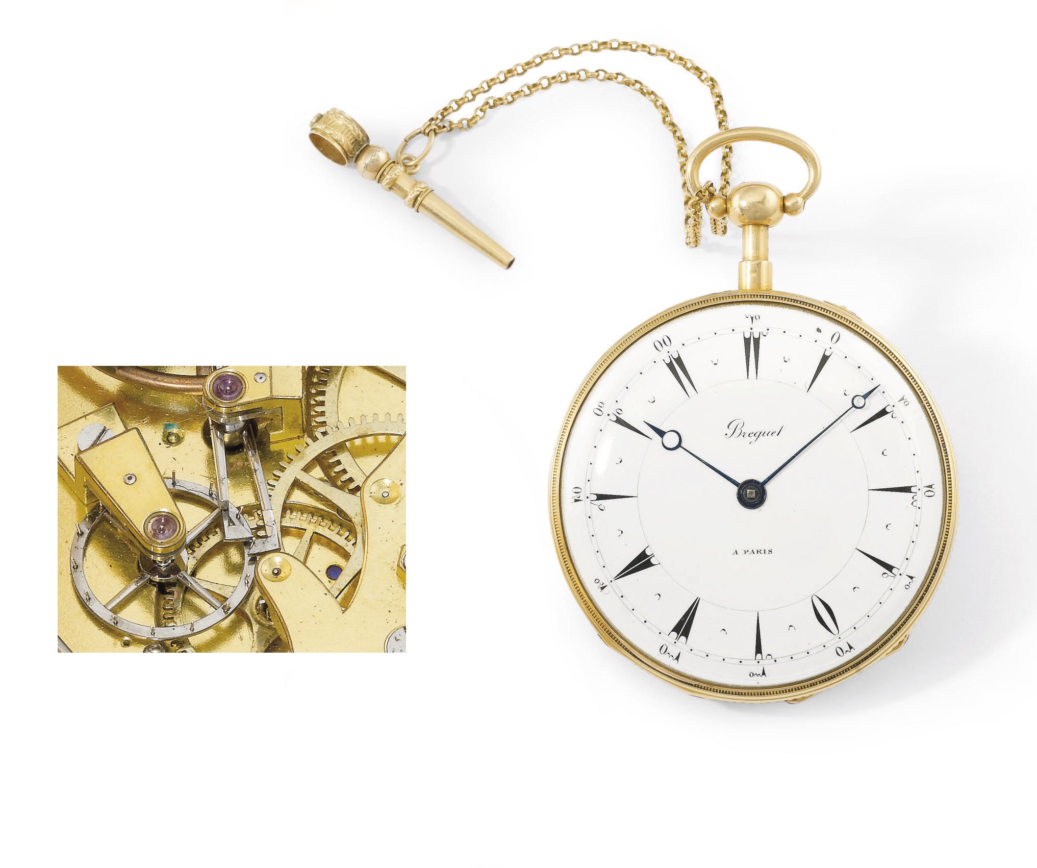 Attributed to Lallemand, made for Breguet. A very fine and rare 18K gold openface quarter repeating watch with pin-wheel escapement, made for the Turkish market