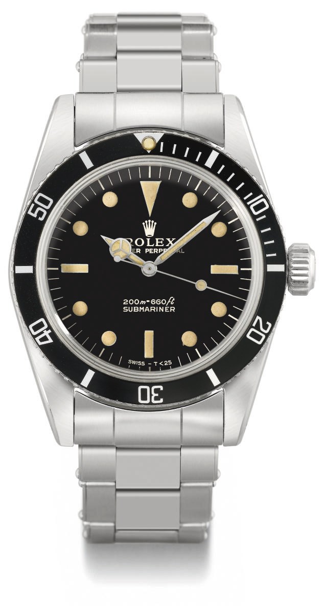 Rolex. A rare and unusual stainless steel automatic wristwatch with sweep centre seconds, bracelet, box and brown-coloured gloss dial