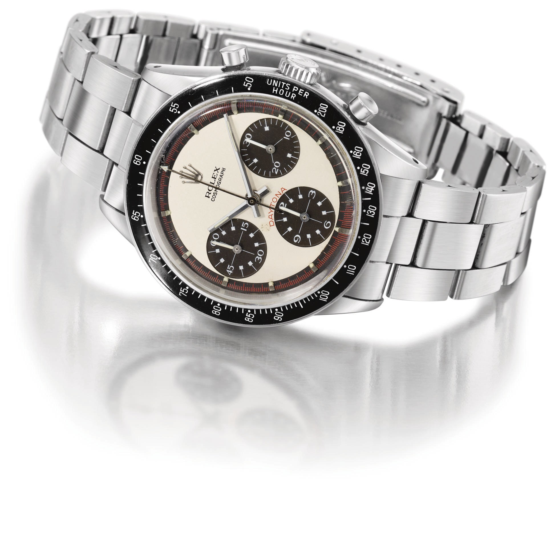 Rolex. A fine and rare stainless steel chronograph wristwatch with bracelet