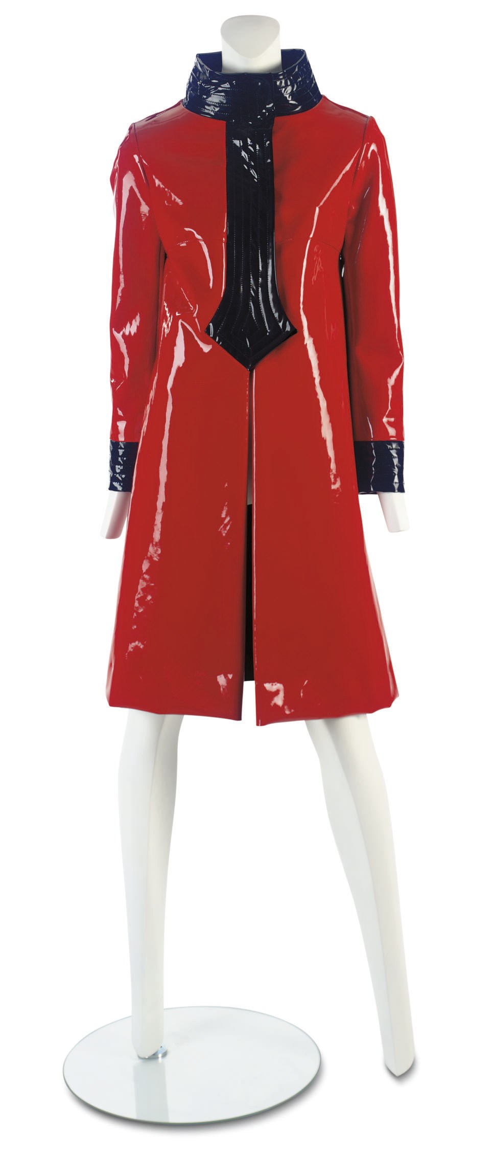 PIERRE CARDIN (B.1922)
A 'COSSACK' INSPIRED RED VINYL COAT
