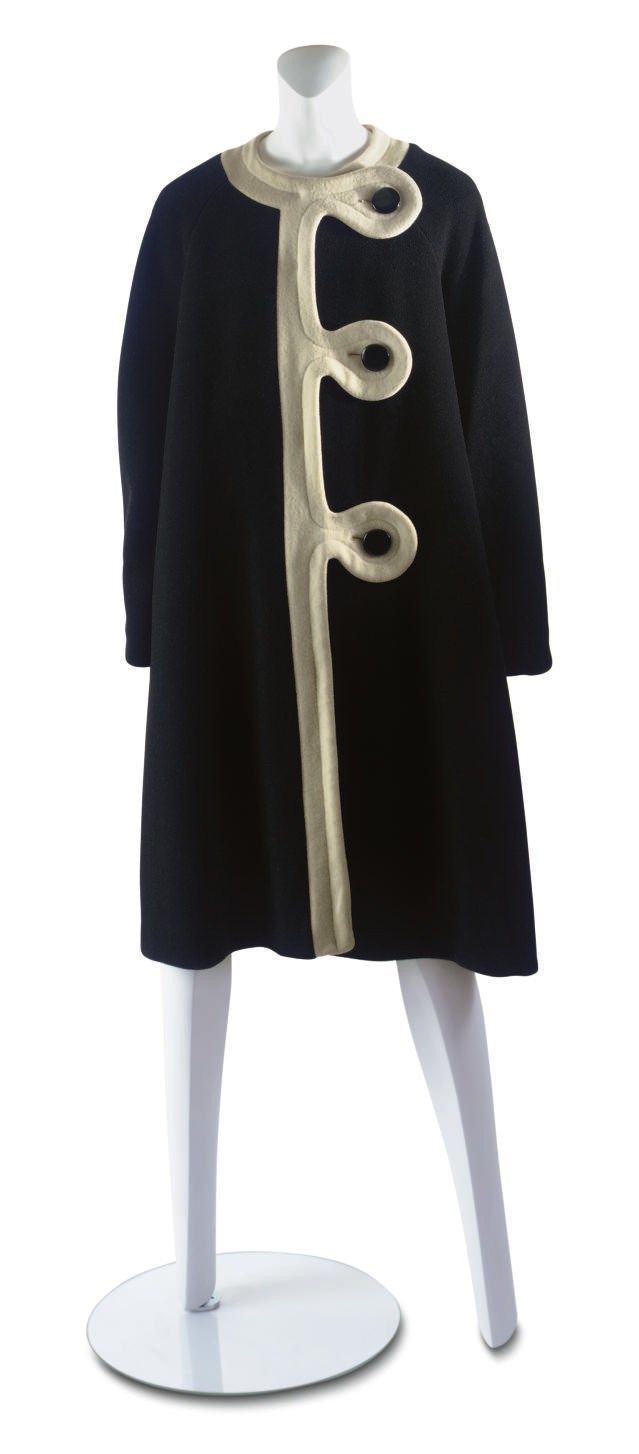 PIERRE CARDIN (B.1922)
A BLACK WOOL BELL SHAPED COAT
