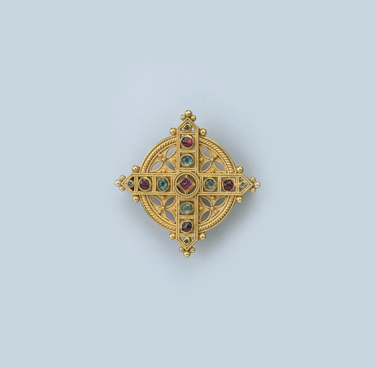 A GOTHIC REVIVAL GEM SET BROOCH, BY CASTELLANI