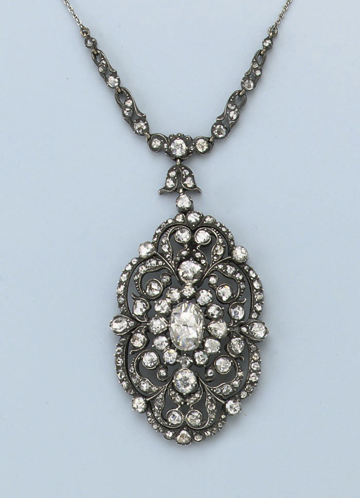 AN ANTIQUE ROSE-CUT DIAMOND BROOCH/PENDANT, BY ROZENDAAL