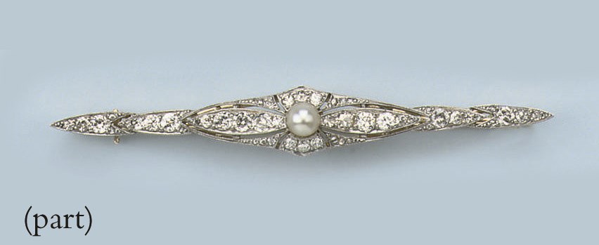 A BELLE EPOQUE PEARL AND DIAMOND RING AND A BROOCH