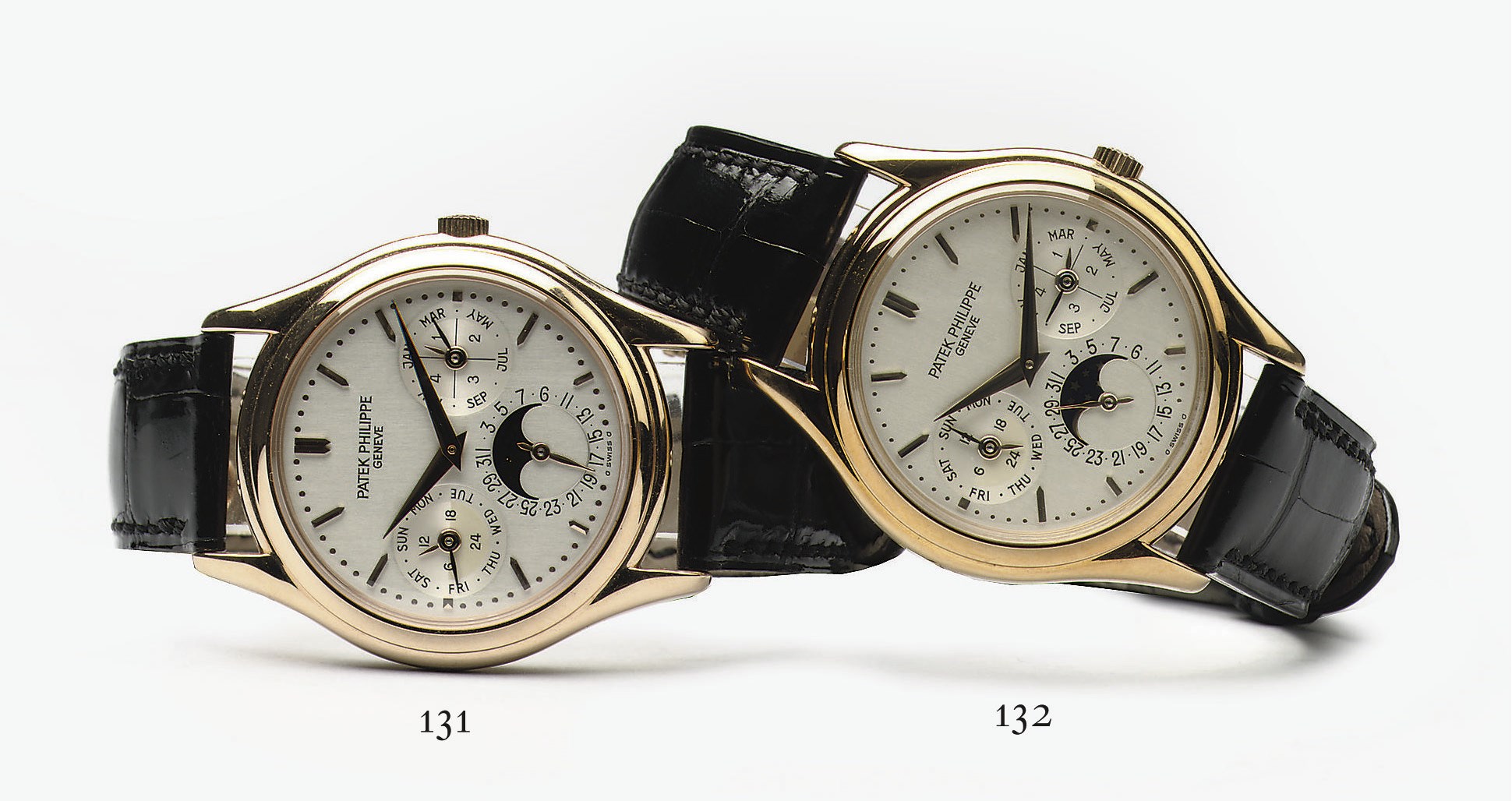 A FINE 18K GOLD AUTOMATIC PERPETUAL CALENDAR WRISTWATCH WITH PHASES OF THE MOON, BY PATEK PHILIPPE
