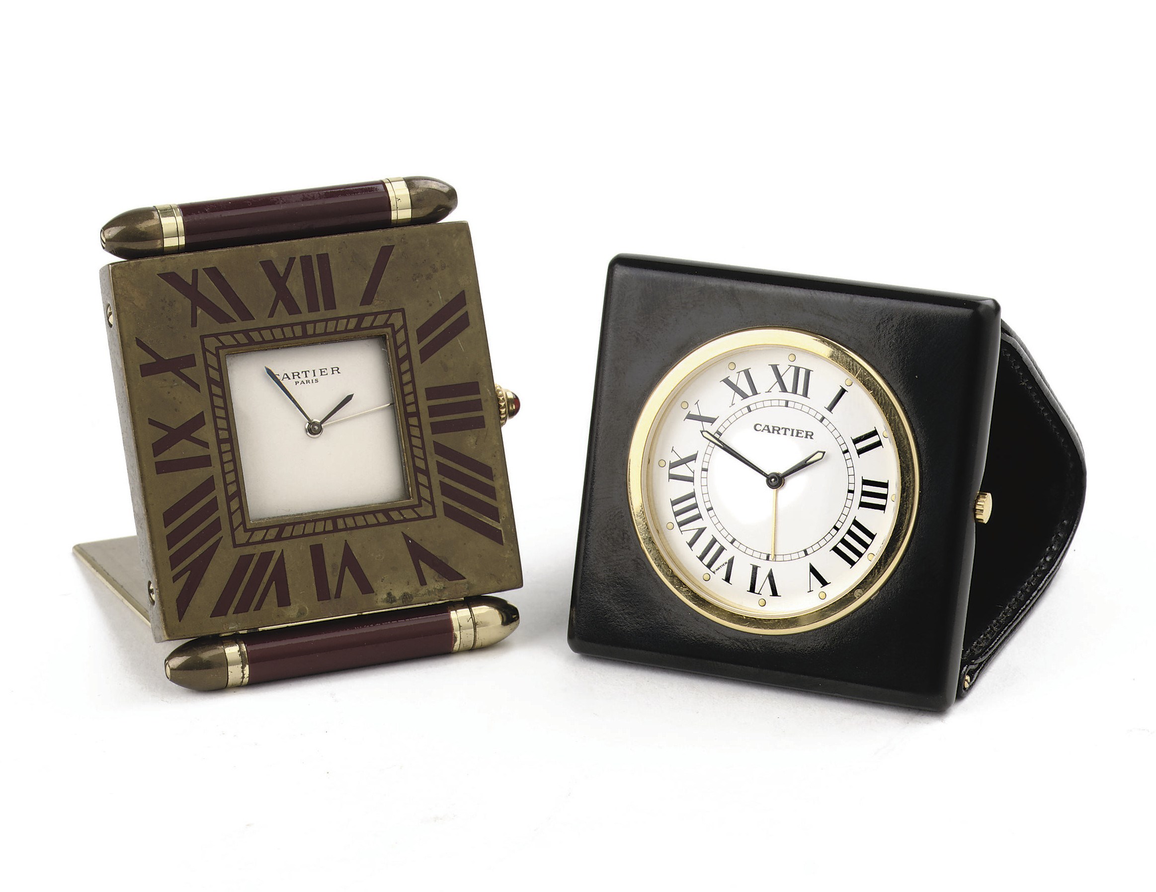TWO TABLE CLOCKS, BY CARTIER
