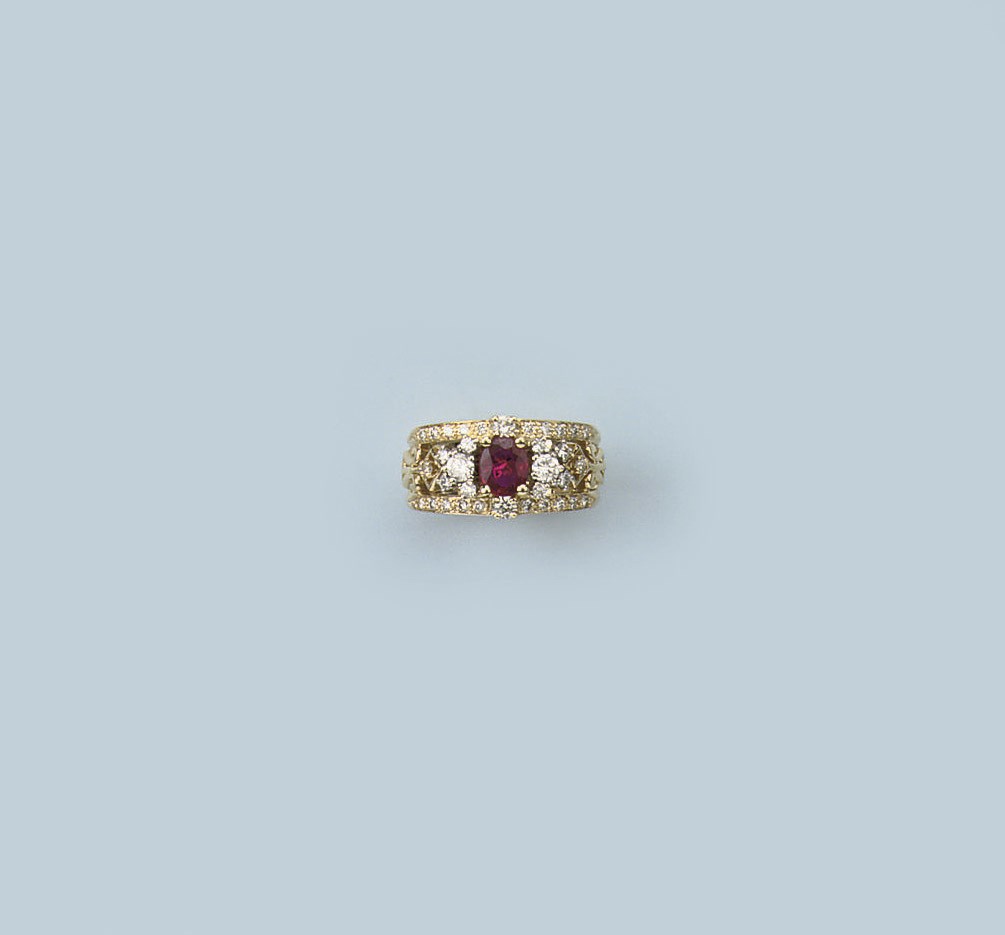 A RUBY AND DIAMOND DRESS RING
