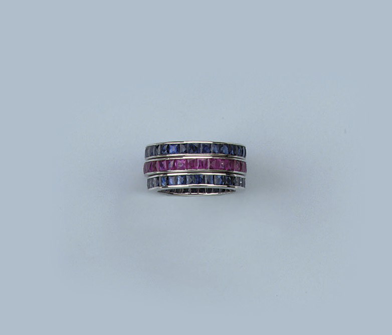 THREE GEM SET ETERNITY RINGS