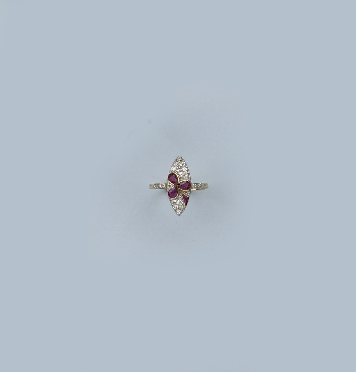 A BELLE EPOQUE RUBY AND DIAMOND RING