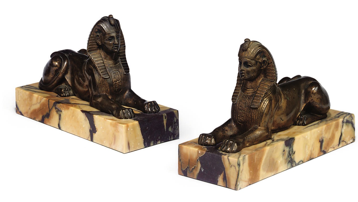 A PAIR OF LOUIS PHILIPPE GILT-BRONZE SPHINX