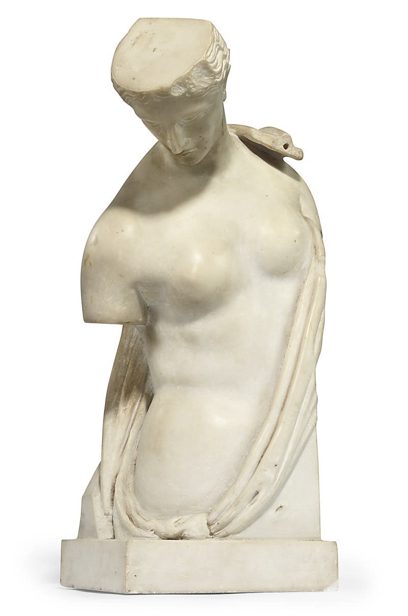 A NEAPOLITAN WHITE MARBLE BUST OF PSYCHE OF CAPUA