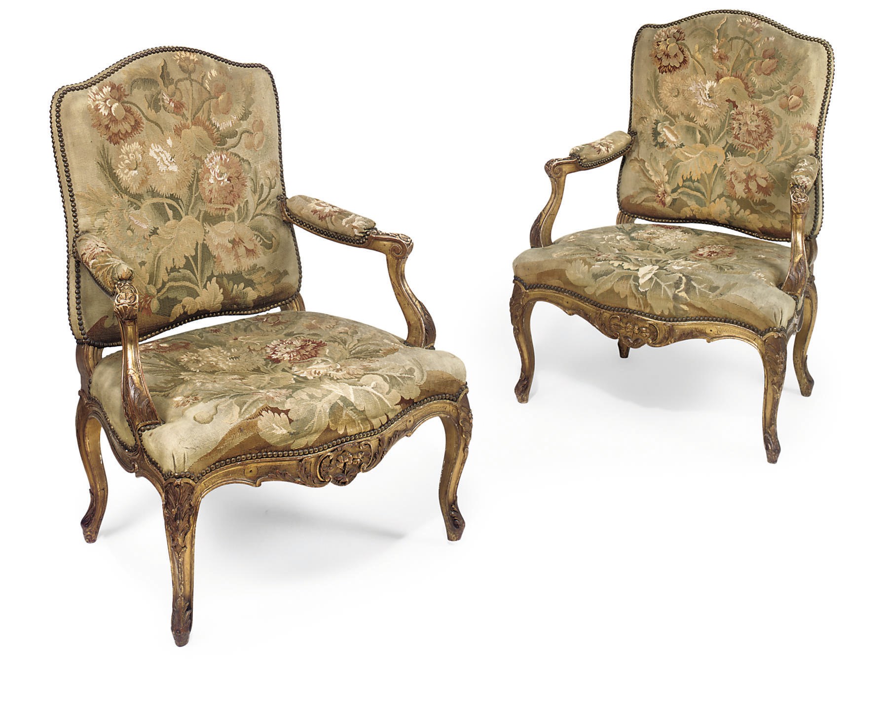 A PAIR OF NAPOLEON III GILTWOOD FAUTEUILS A LA REINE