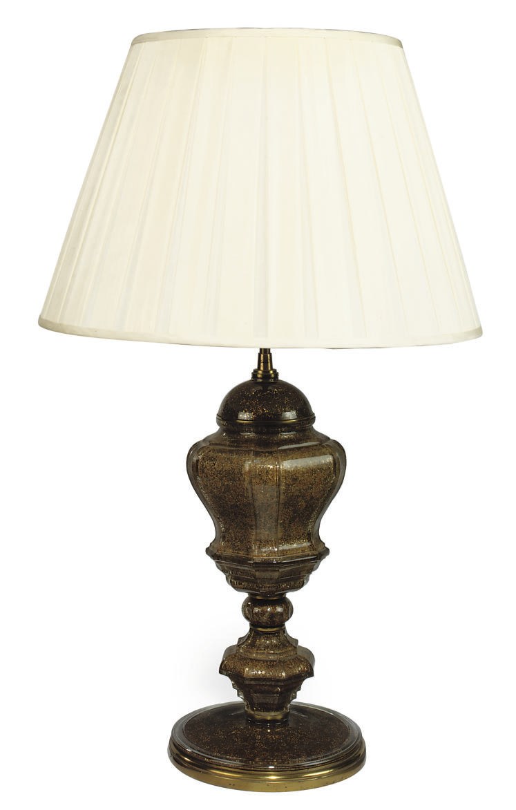 AN ITALIAN MICA GLASS TABLE LAMP