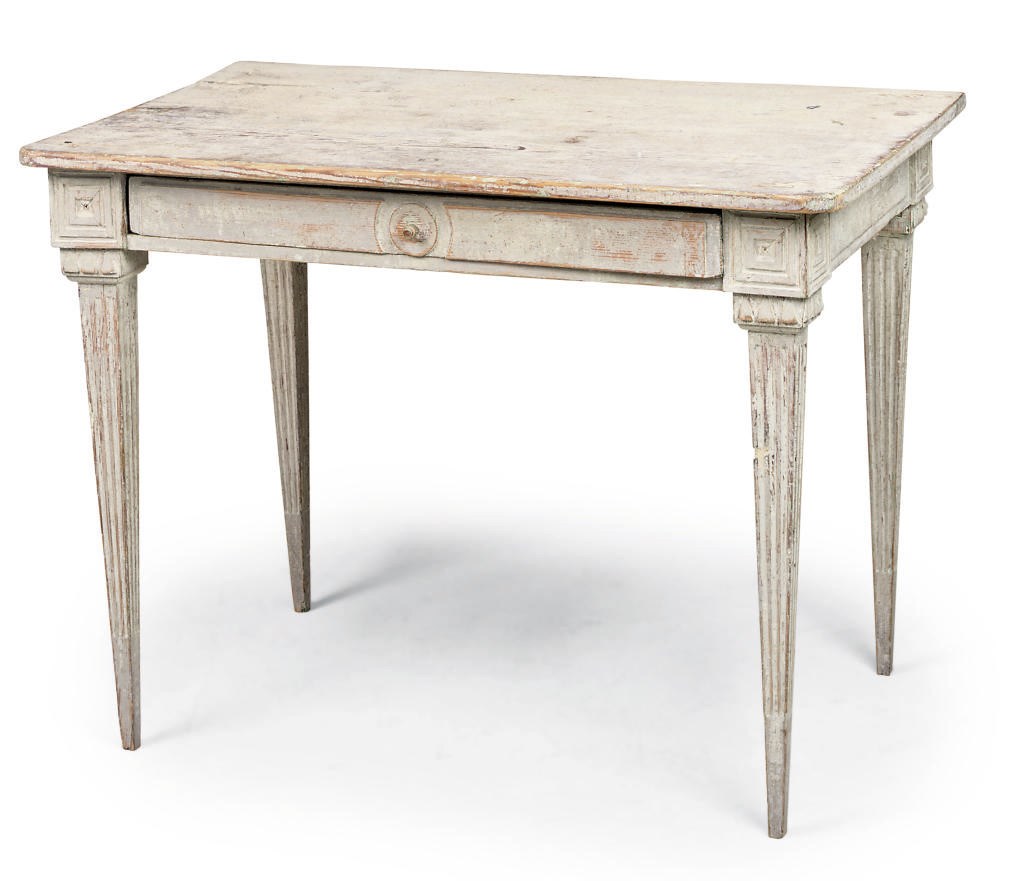 A SWEDISH GREY PAINTED SIDE TABLE