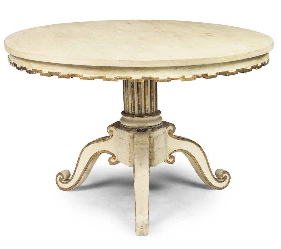 A SWEDISH WHITE PAINTED AND PARCEL-GILT CENTRE TABLE