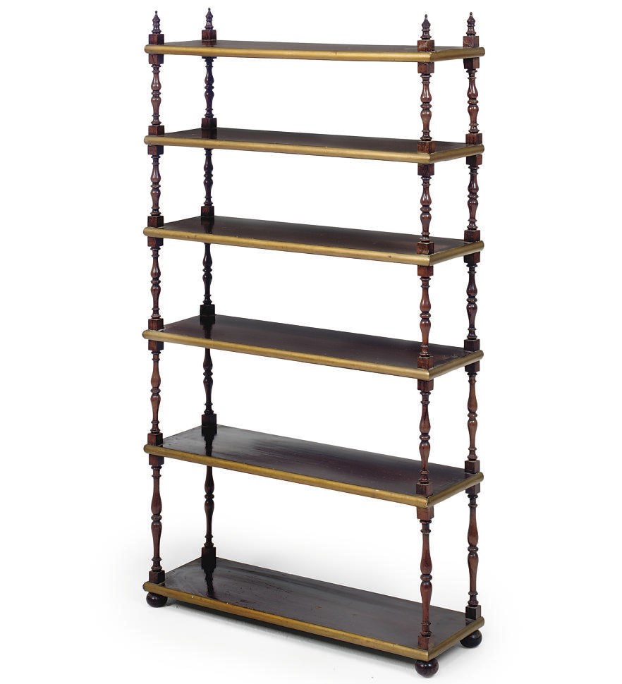 A FRENCH ROSEWOOD AND PAINTED SIX-TIER WHATNOT