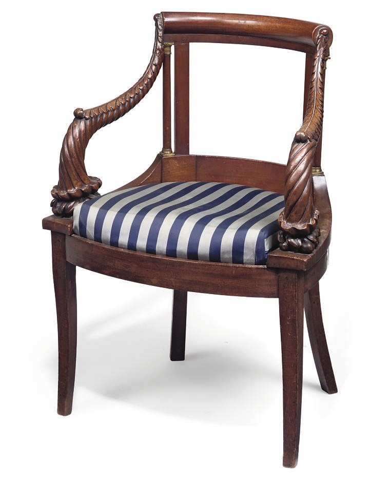 A RESTAURATION MAHOGANY FAUTEUIL DE BUREAU